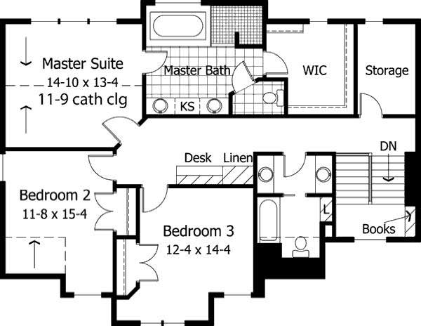 Floor Plan Second Story of Country Plan #165-1086