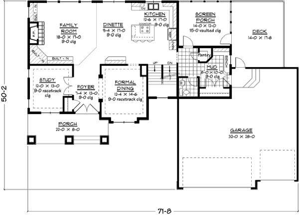 Floor Plan First Story of Country Plan #165-1088
