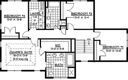 Floor Plan Second Story of Country Plan #165-1088