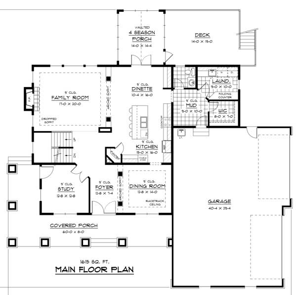 Floor Plan First Story of Country Plan #165-1089