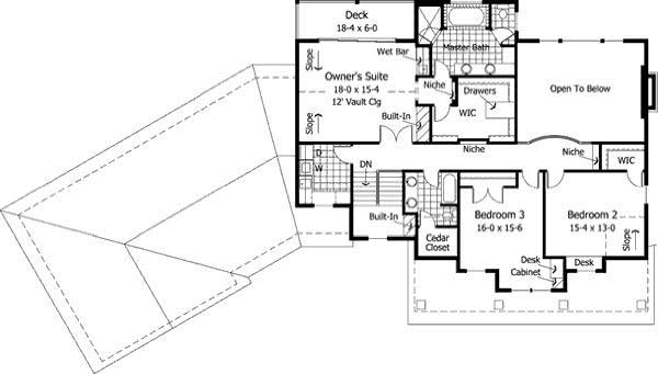 Floor Plan Second Story of Farmhouse Plan #165-1090