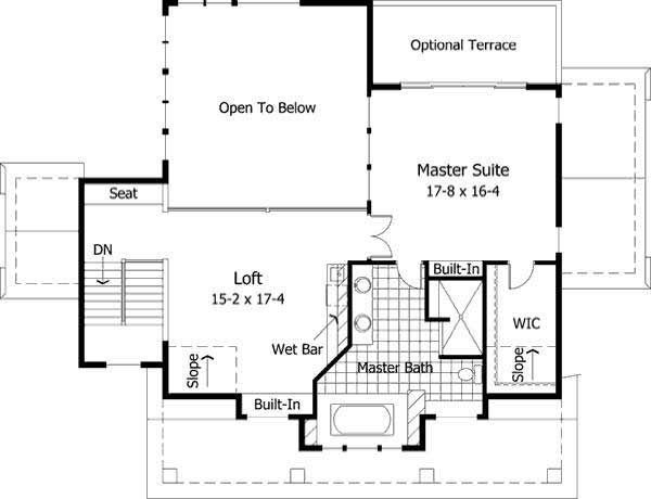 Floor Plan Second Story of Ranch Plan #165-1091