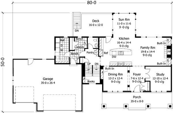 Floor Plan First Story of Country Plan #165-1094