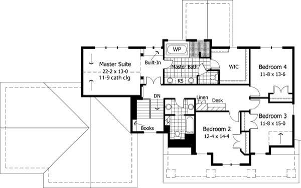 Floor Plan Second Story of Country Plan #165-1094