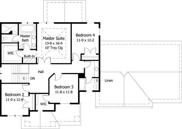 Floor Plan Second Story of Country Plan #165-1095