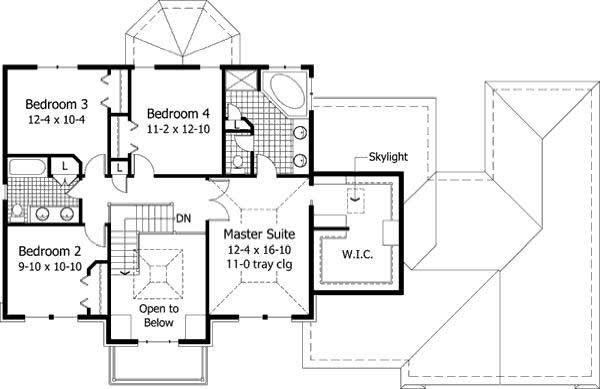 Floor Plan Second Story of Colonial Plan #165-1096