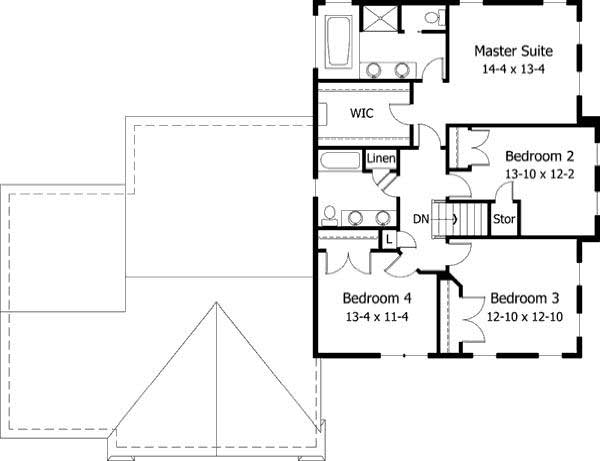 Floor Plan Second Story of Colonial Plan #165-1099