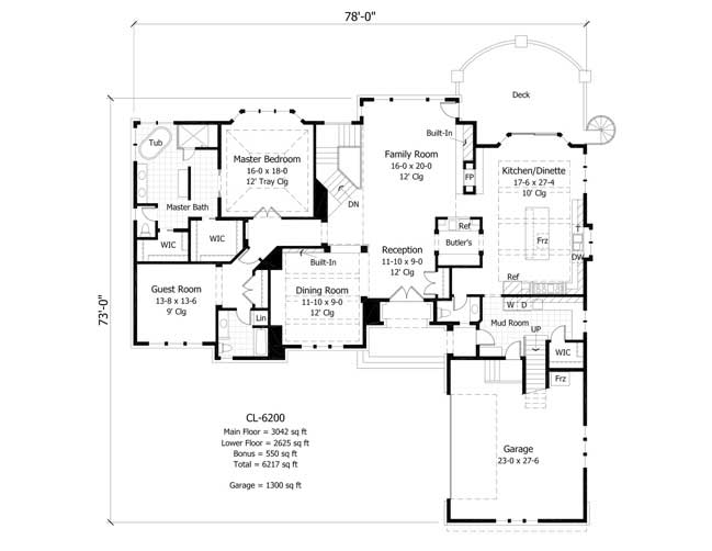 Floor Plan First Story of Country Plan #165-1103
