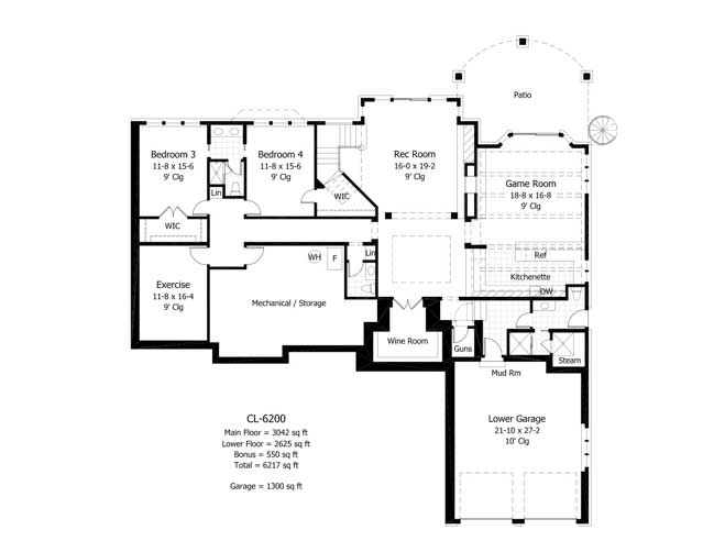 Floor Plan Basement of Country Plan #165-1103