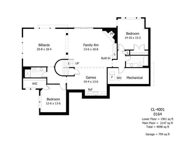 Floor Plan Basement of Country Plan #165-1104
