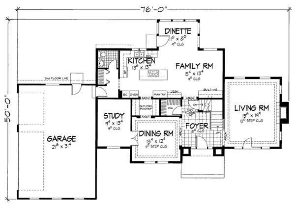 Floor Plan First Story of European Plan #165-1106