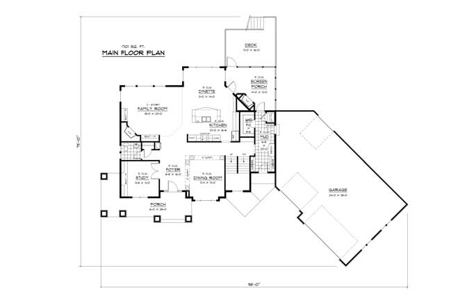 Floor Plan First Story of Country Plan #165-1107