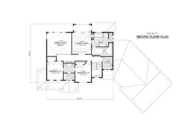 Floor Plan Second Story of Country Plan #165-1107