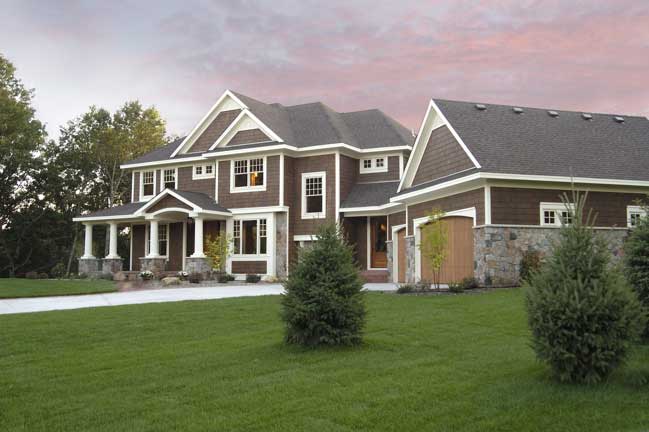 Front elevation of country home plan.