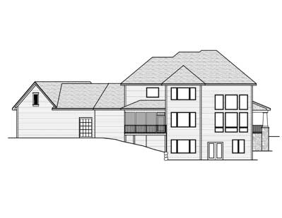 Home Plan Rear Elevation of this 3-Bedroom,3204 Sq Ft Plan -165-1107