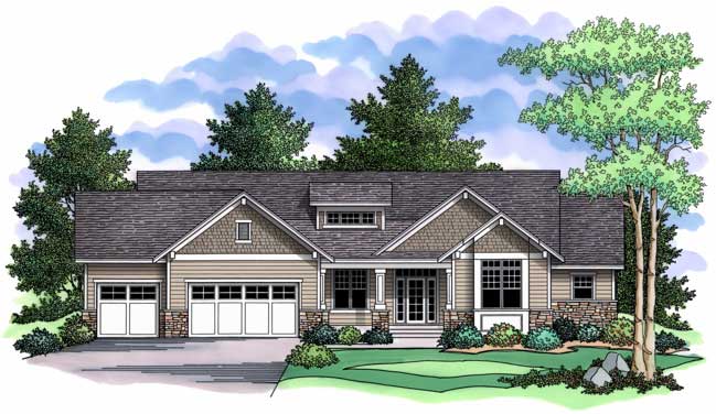 Color Rendering of Ranch House Plans CLS-1914.
