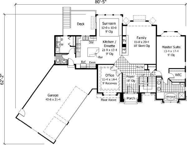 Floor Plan First Story of Cape Cod Plan #165-1110