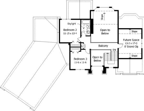 Floor Plan Second Story of Cape Cod Plan #165-1110