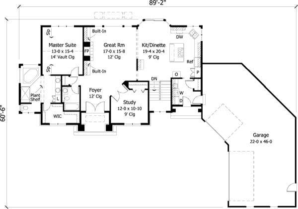 Floor Plan First Story of Country Plan #165-1111
