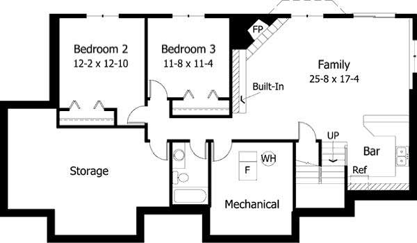 Floor Plan Basement of Country Plan #165-1111