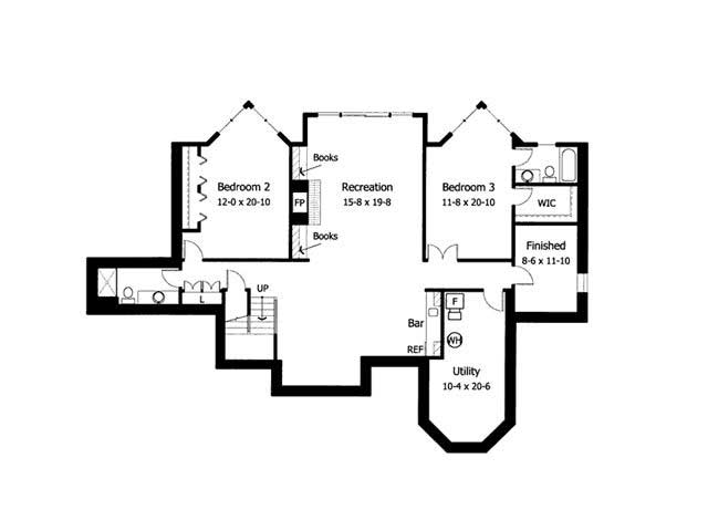 Floor Plan Basement of European Plan #165-1115