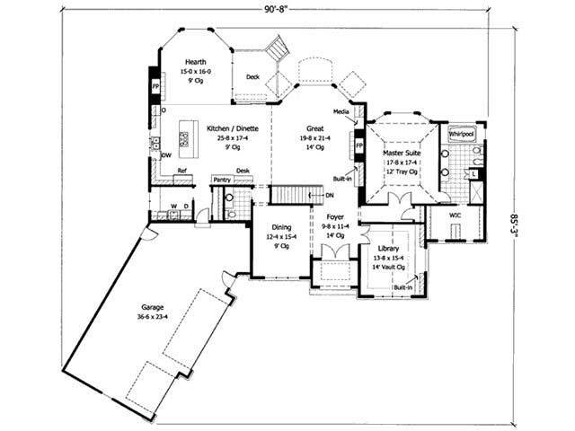 Floor Plan First Story of Country Plan #165-1116