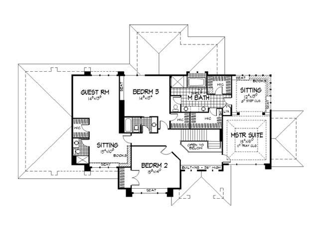 Floor Plan Second Story of Feng Shui Plan #165-1117