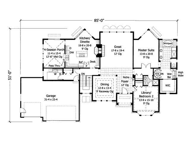 Floor Plan First Story of Country Plan #165-1118