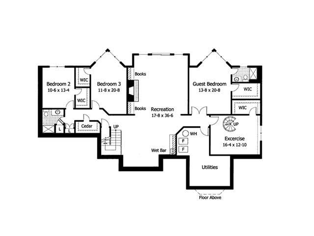Floor Plan Basement of Country Plan #165-1118