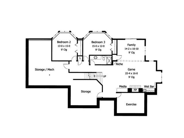 Floor Plan Basement of Country Plan #165-1119