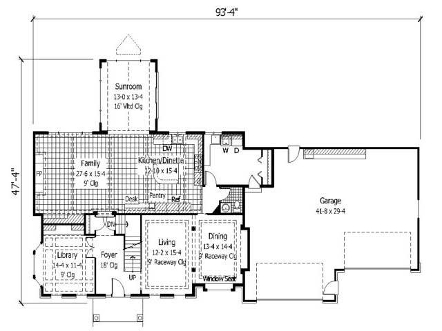 Floor Plan First Story of Colonial Plan #165-1121