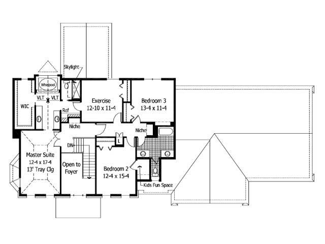 Floor Plan Second Story of Colonial Plan #165-1121
