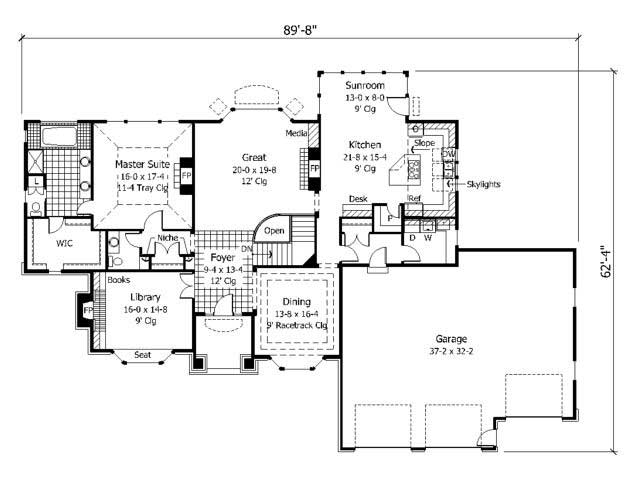 Floor Plan First Story of Country Plan #165-1122