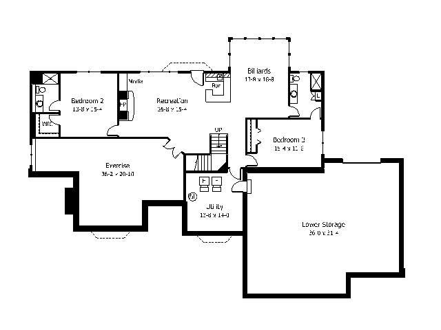Floor Plan Basement of Country Plan #165-1122