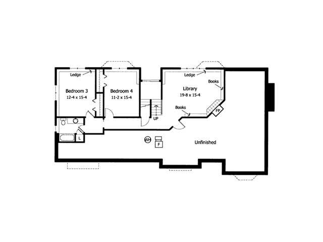 Floor Plan Basement of Cape Cod Plan #165-1124