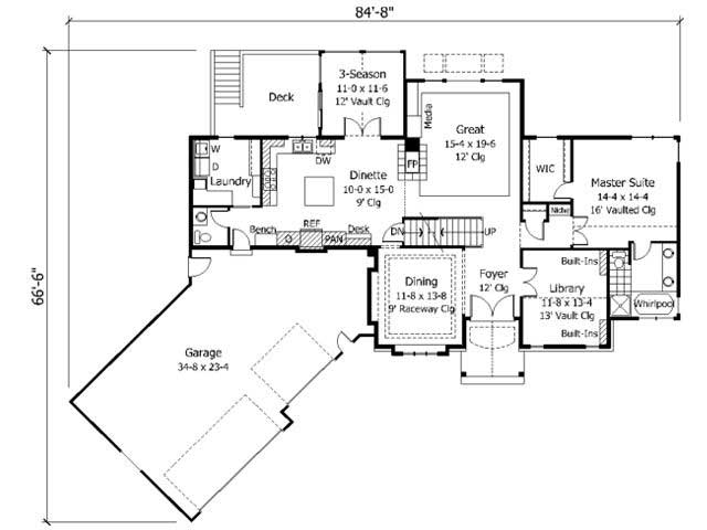 Floor Plan First Story of Country Plan #165-1125