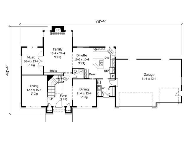 Floor Plan First Story of European Plan #165-1127