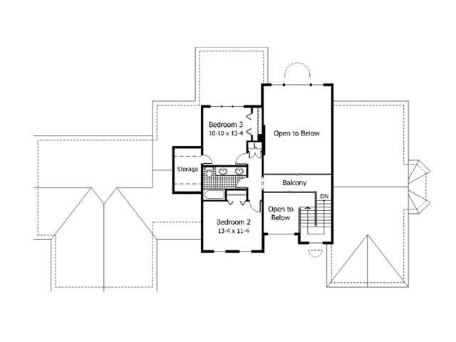 Floor Plan Second Story of Cape Cod Plan #165-1128