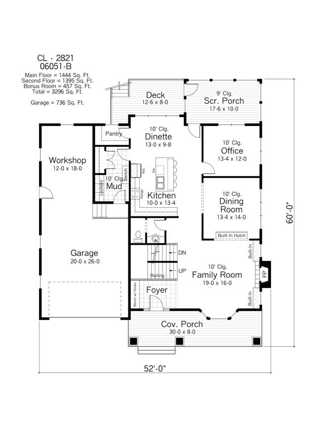 Floor Plan First Story of Country Plan #165-1129