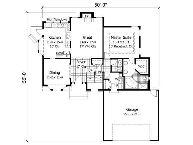 Floor Plan First Story of Cape Cod Plan #165-1130