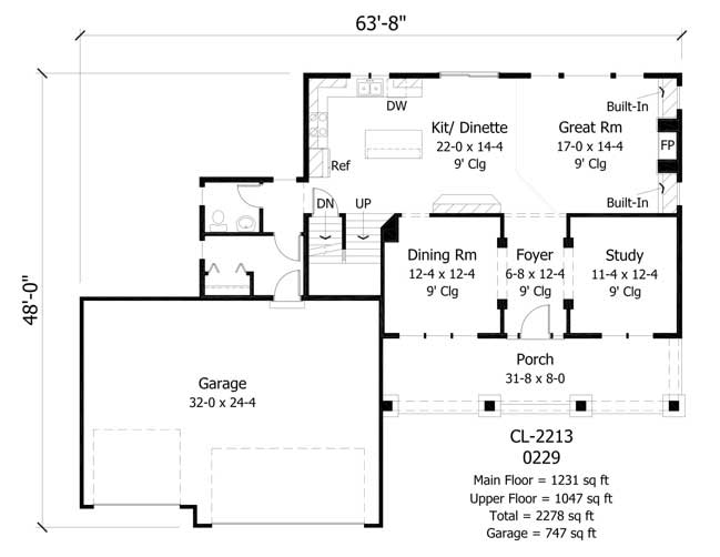 Floor Plan First Story of Country Plan #165-1131