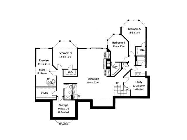 Floor Plan Basement of Country Plan #165-1133