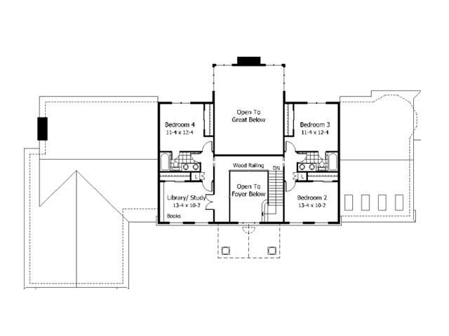 Floor Plan Second Story of Cape Cod Plan #165-1134