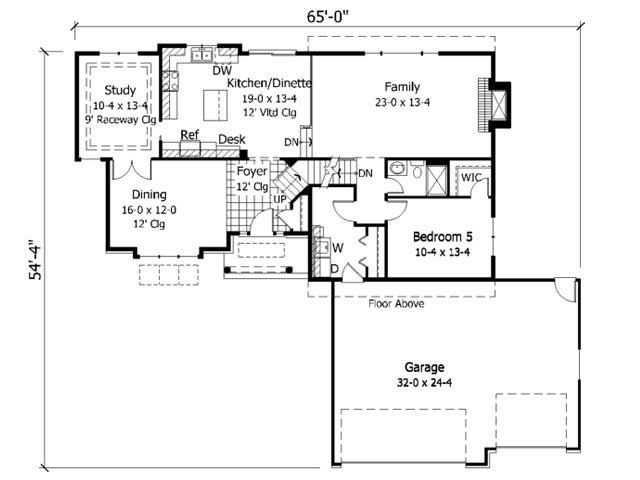 Floor Plan First Story of Country Plan #165-1135