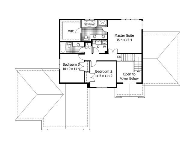 Floor Plan Second Story of European Plan #165-1138