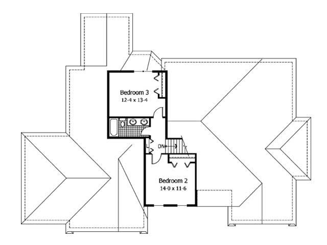 Floor Plan Second Story of Cape Cod Plan #165-1139