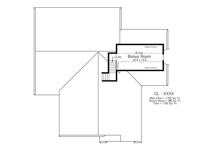 Floor Plan Second Story of Country Plan #165-1142