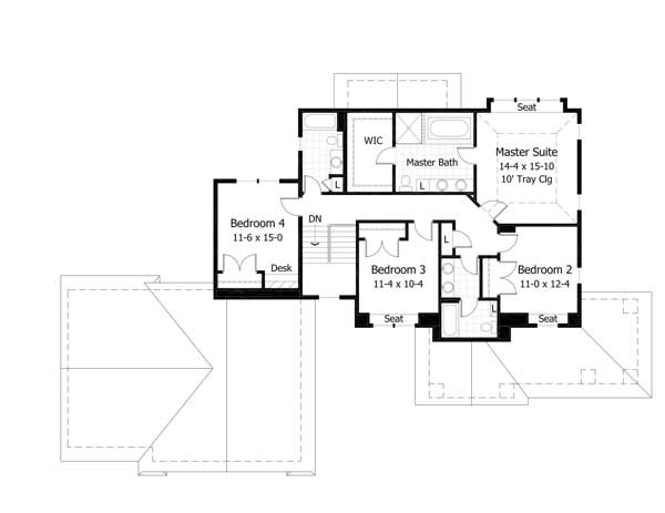 Floor Plan Second Story of Country Plan #165-1144