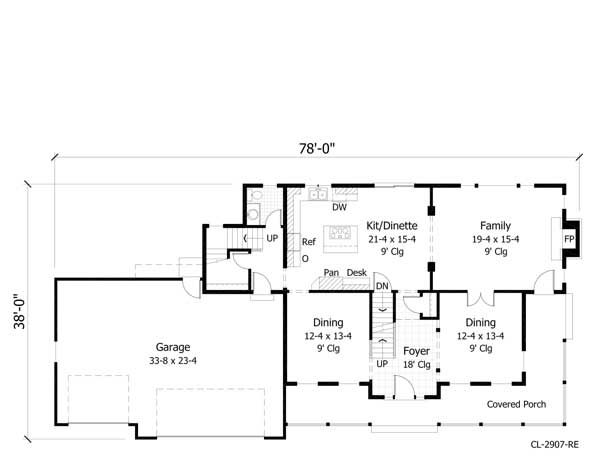 Floor Plan First Story of Country Plan #165-1145