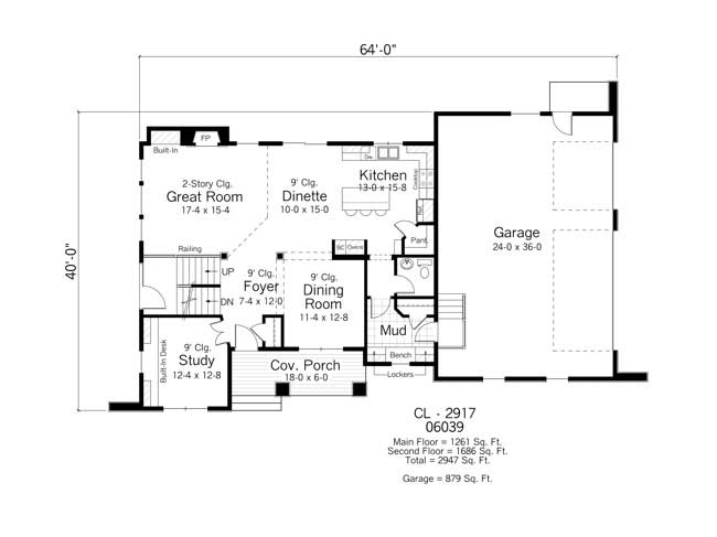 Floor Plan First Story of Country Plan #165-1146